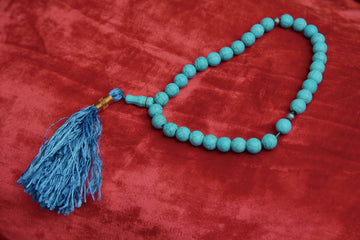 33 Beads Spherical Shape Blue Feroza/Turquoise Stone Tasbih